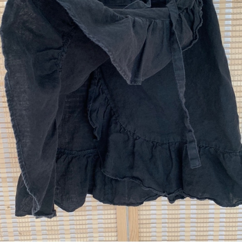 Los Angeles Atelier & Other Stories black Wrap 100% linen mini skirt, Size Small - Picture 4 of 10